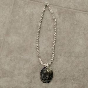 Vintage brown beaded bohemian shell necklace